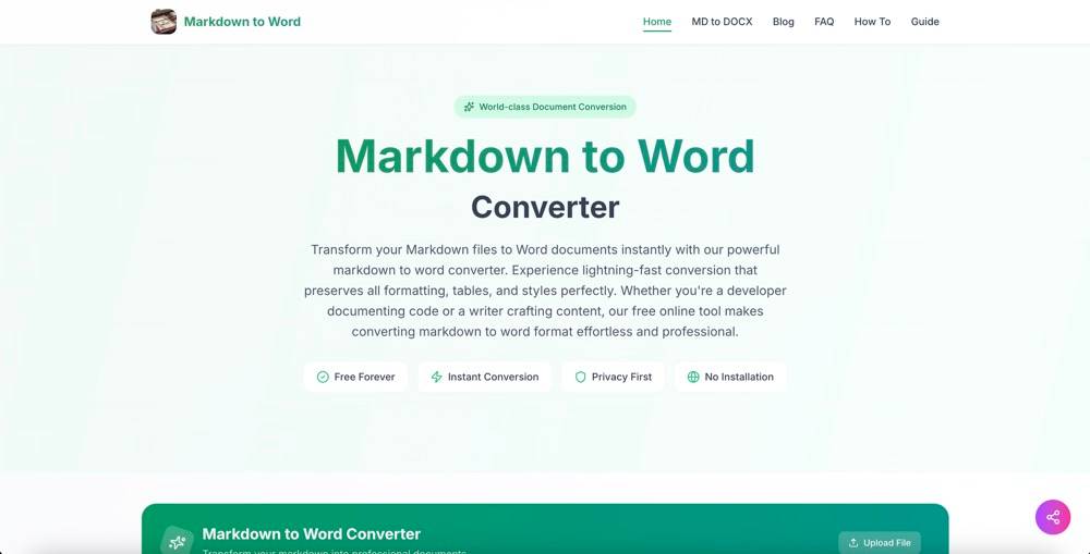 Markdown to Word Converter - Free Online Tool image 1