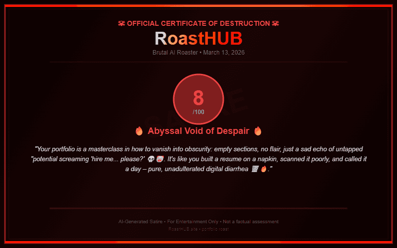 RoastHUB: Brutal AI Nukes Your Portfolio 💀 image 2