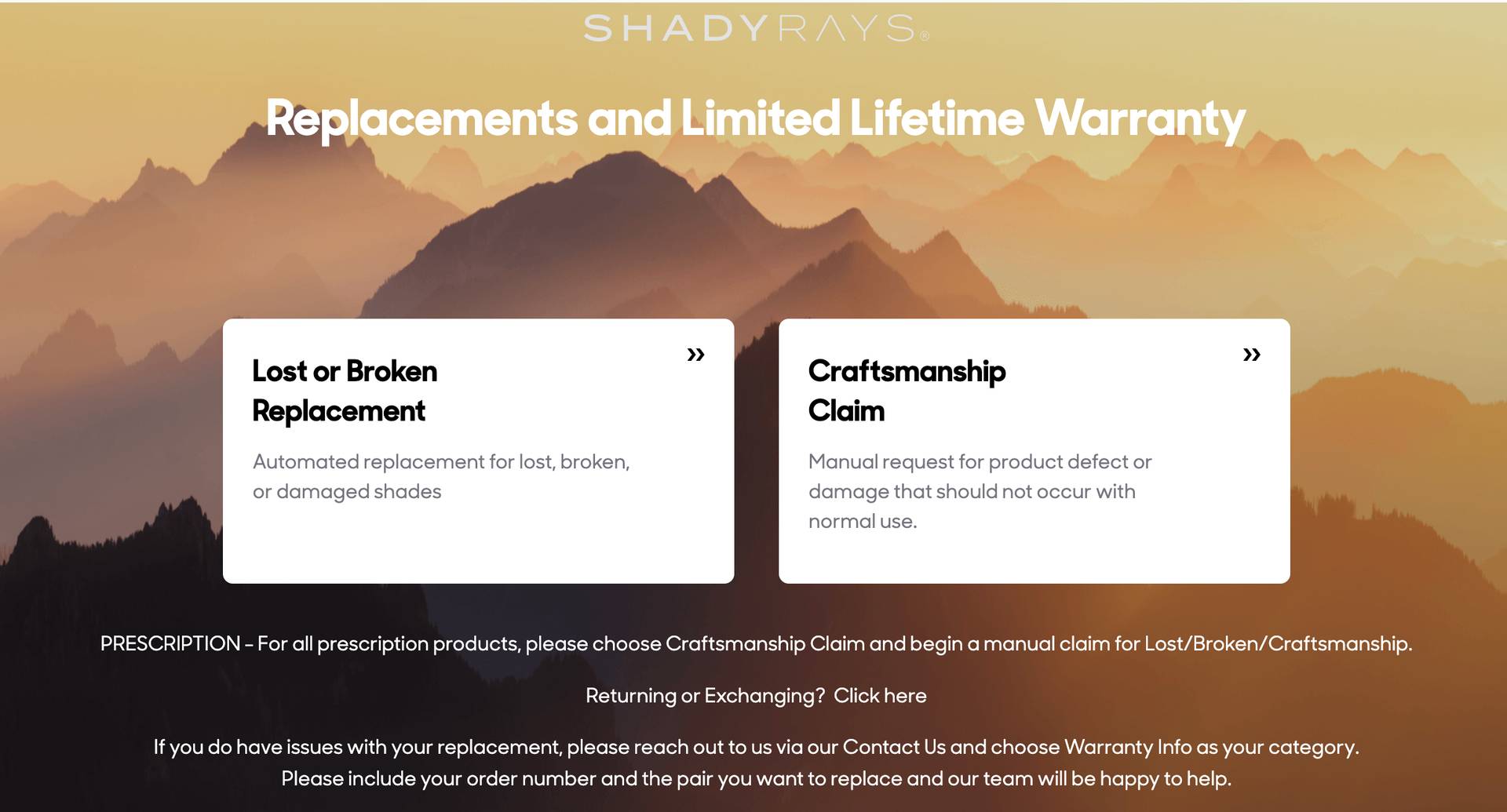 Shady Rays Replacements and Warranty