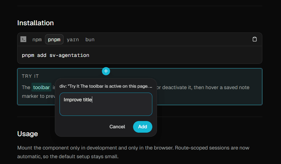 Svelte Agentation image 1