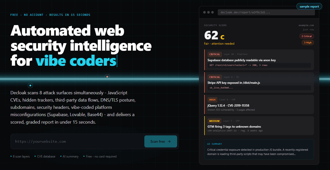 Decloak - Web Security Intelligence image 1