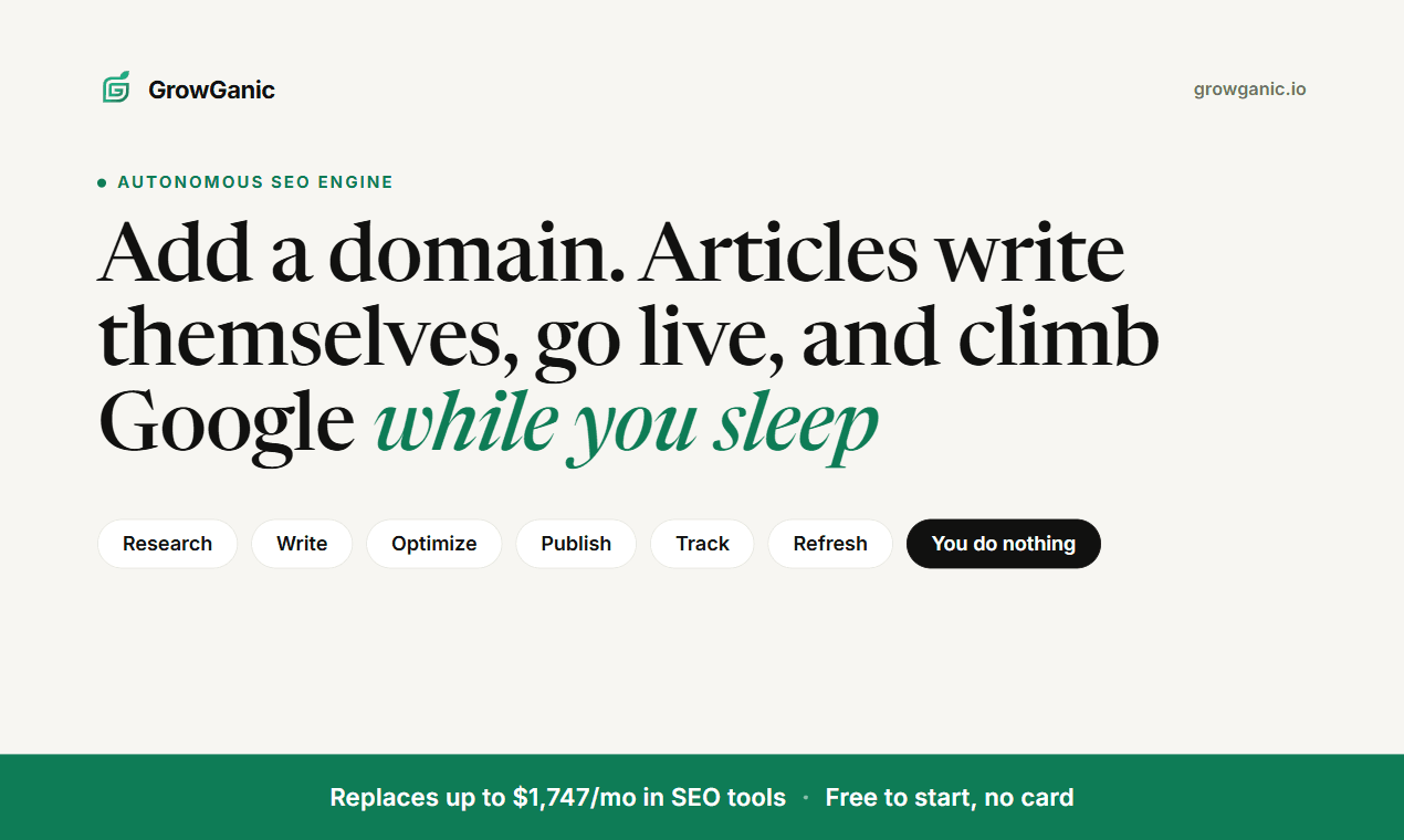 GrowGanic, autonomous SEO engine image 1