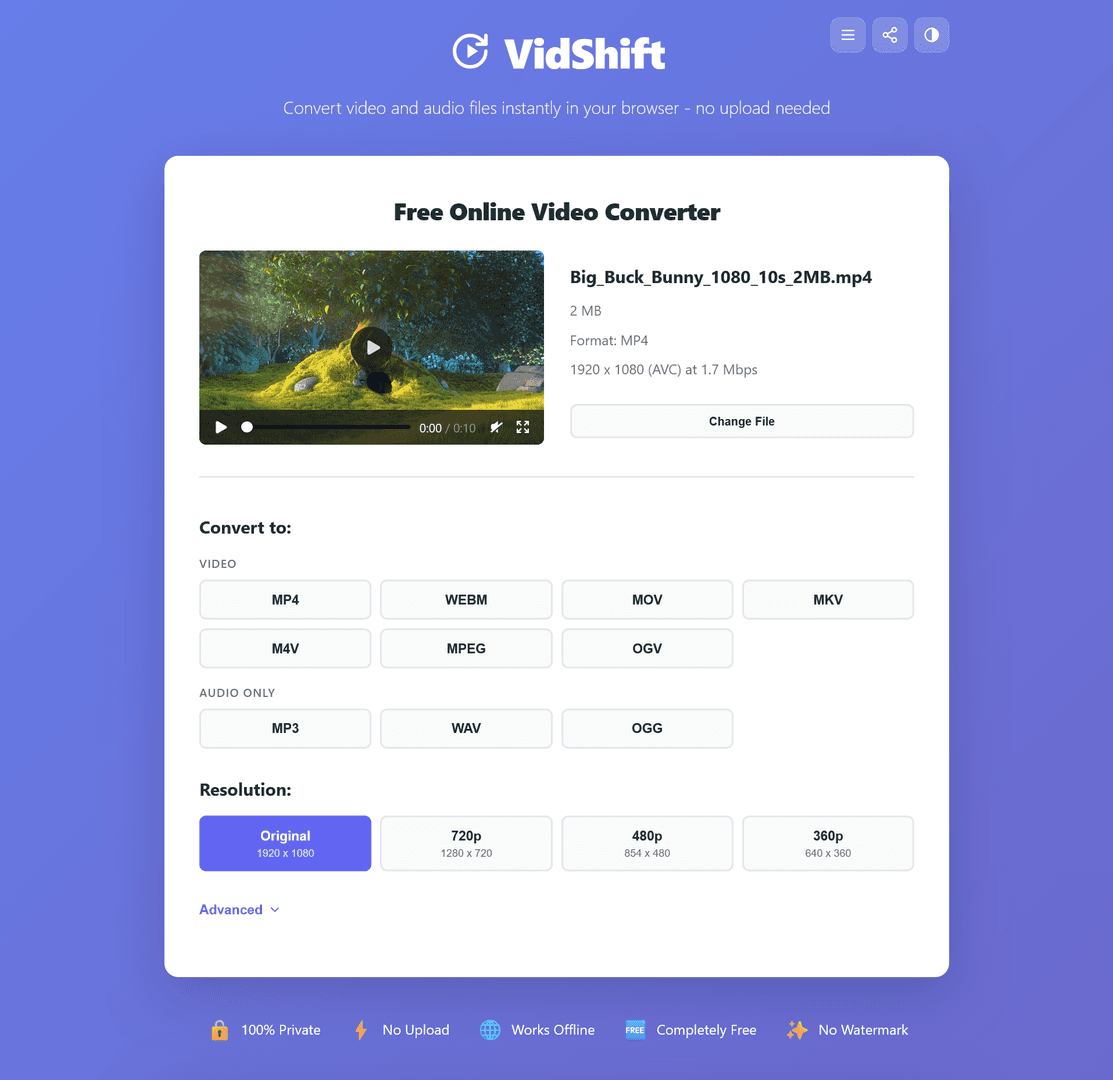 VidShift - Free Online Video Converter image 1