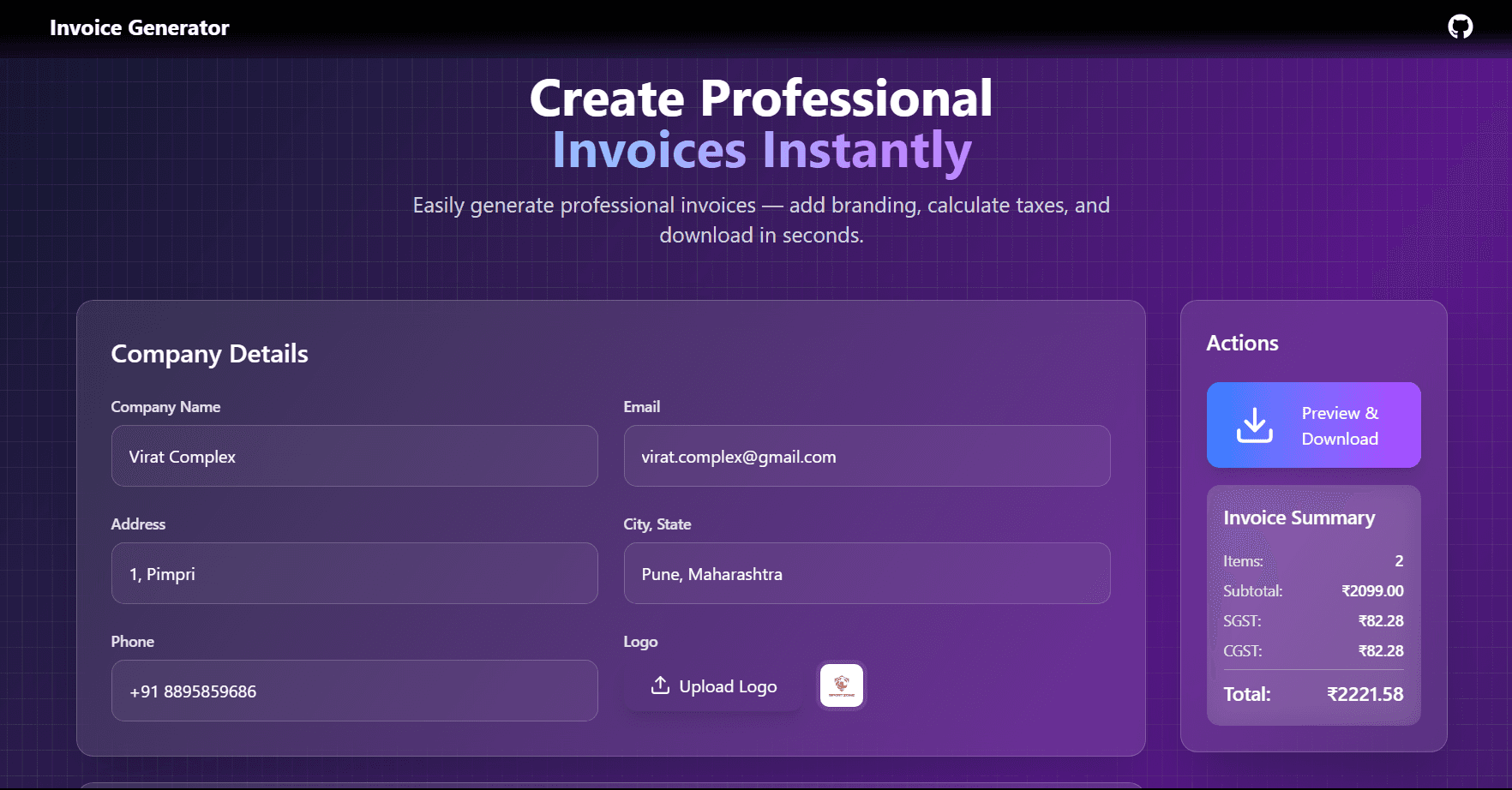 Invoice Generator Tool image 1