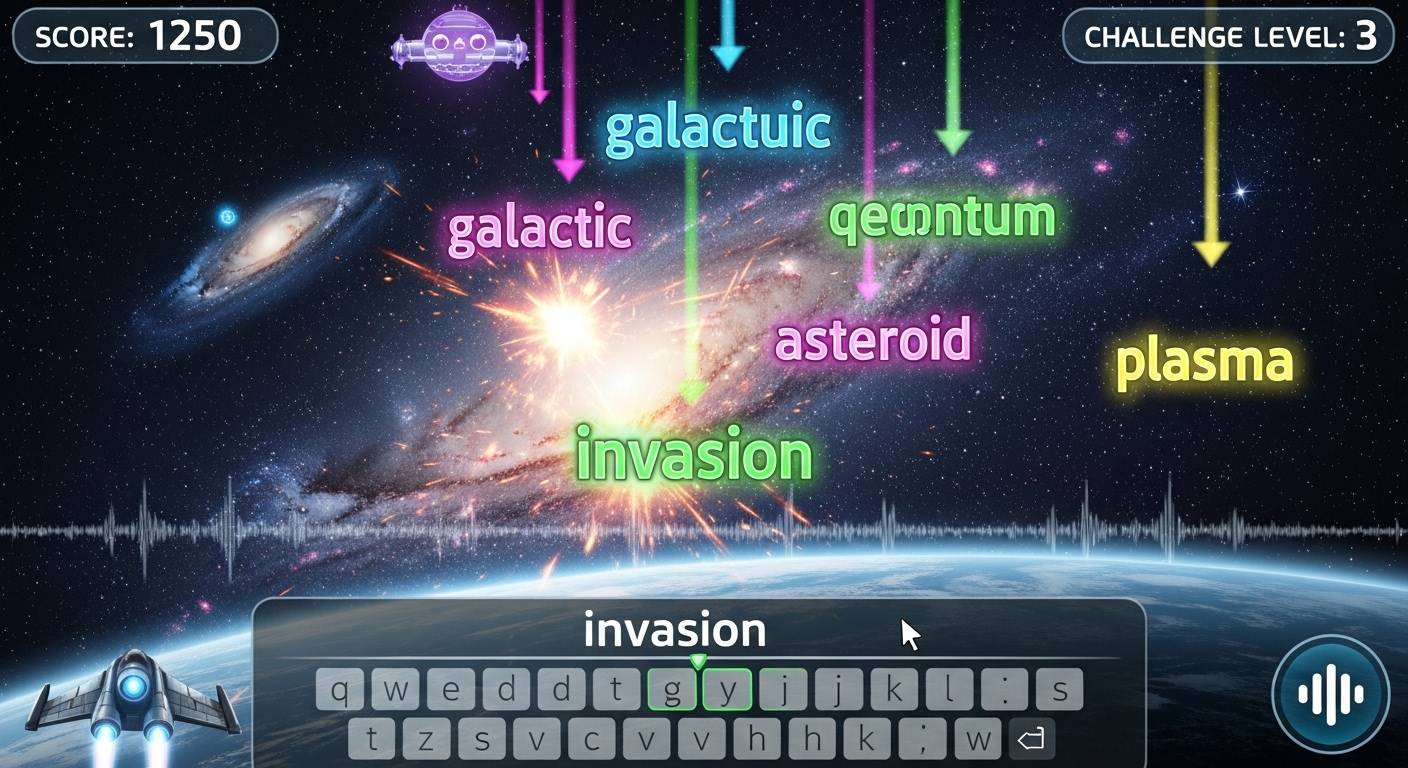 TypeInvaders Space / Fun Typing Game image 1