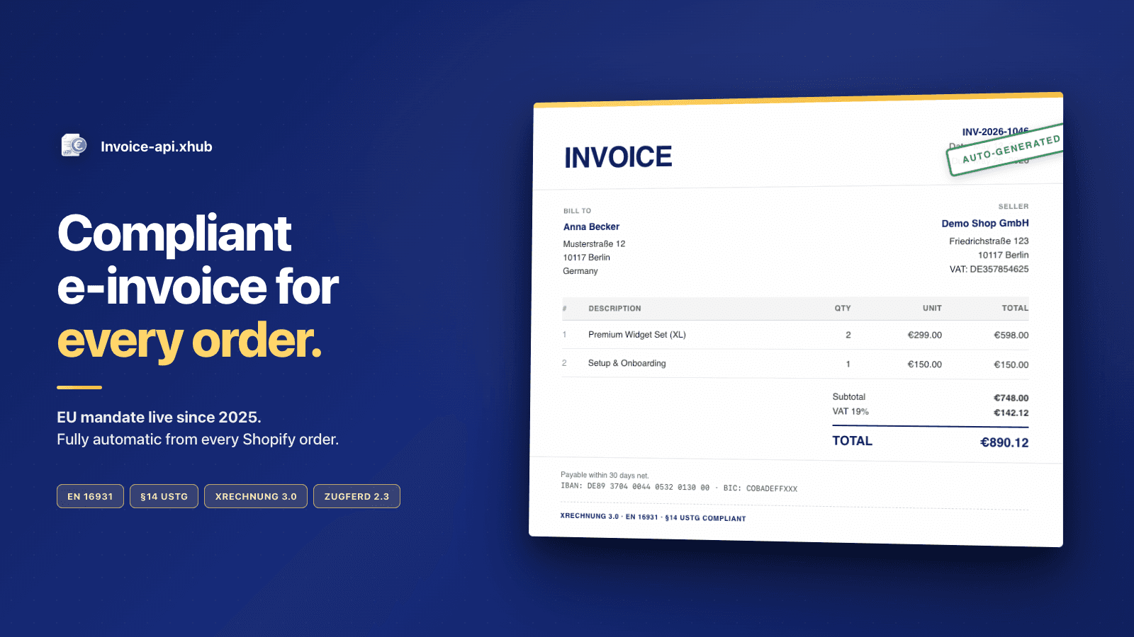 E-Invoice API – XRechnung, ZUGFeRD, Peppol image 2