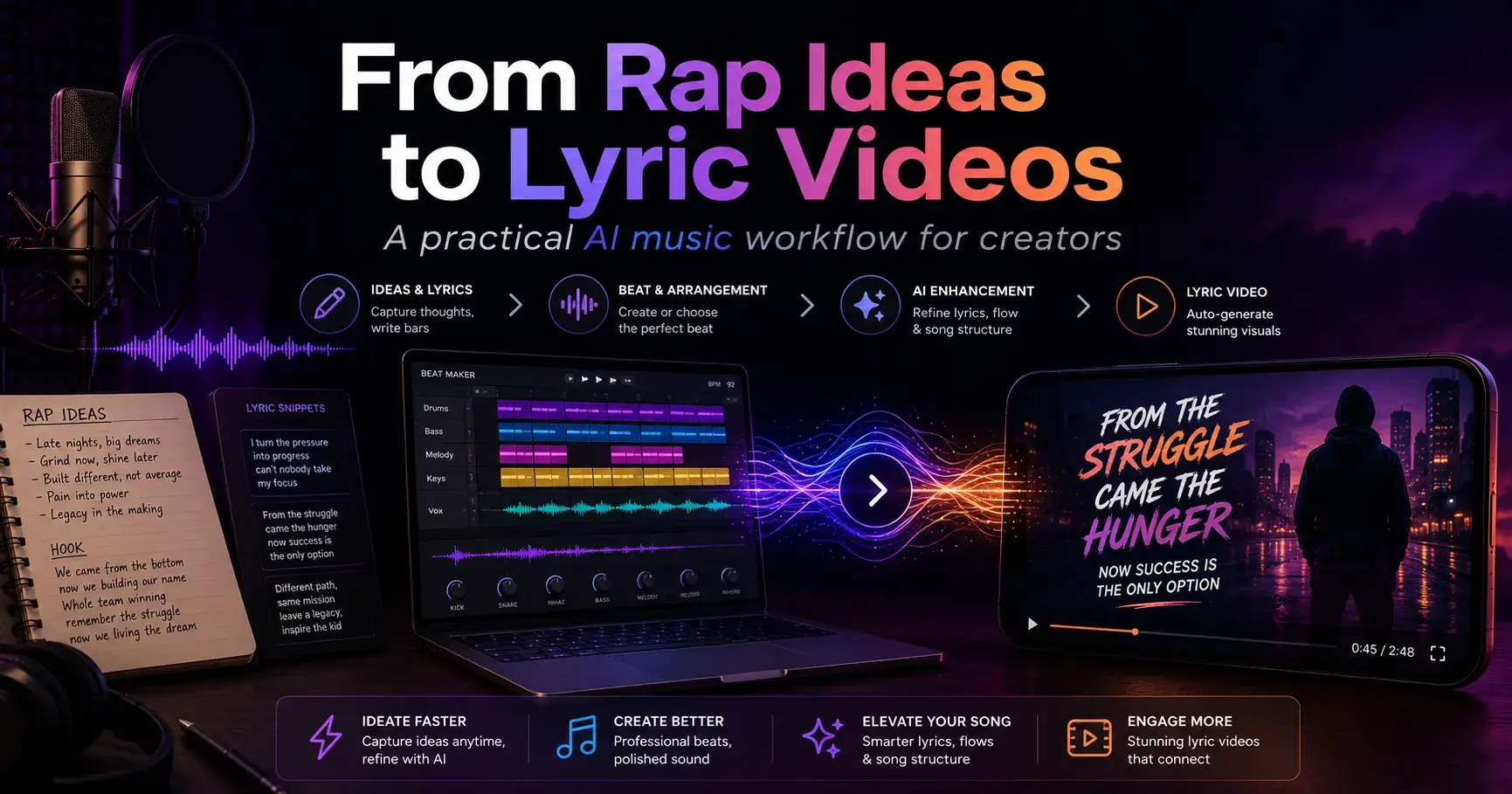 From Rap Ideas to Lyric Videos: A Practical AI Music Workflow for Creators