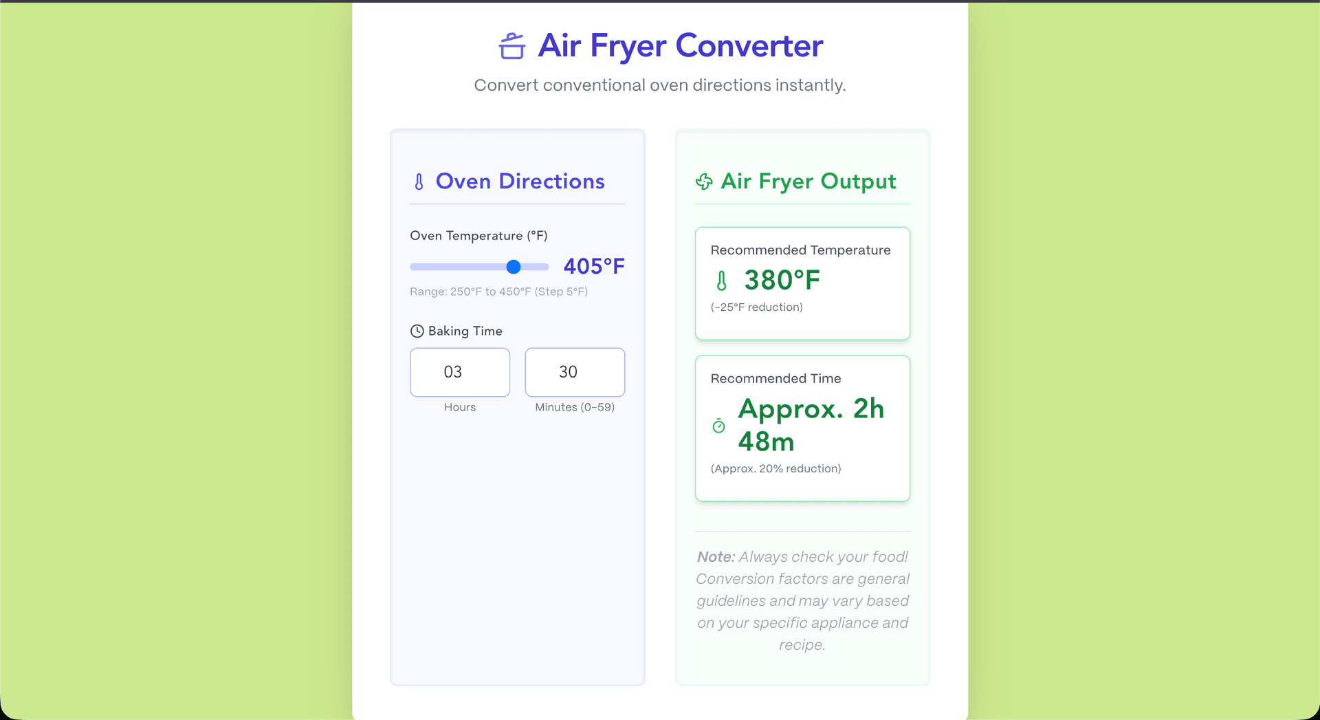 Air Fryer Calculator image 2