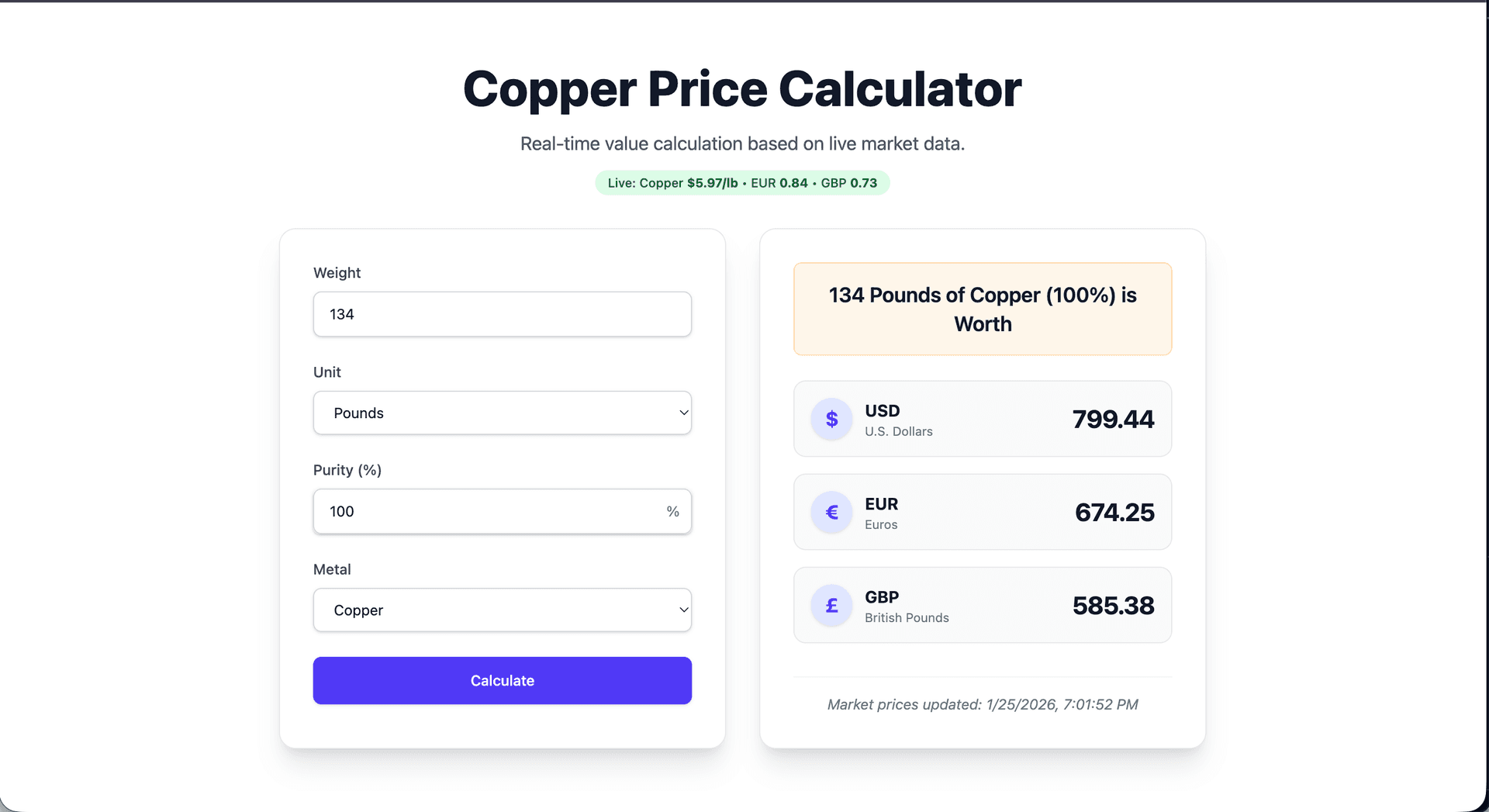 Copper Price Calculator image 3