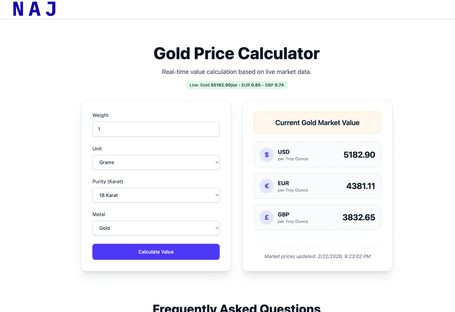 Gold Price Calculator image 1