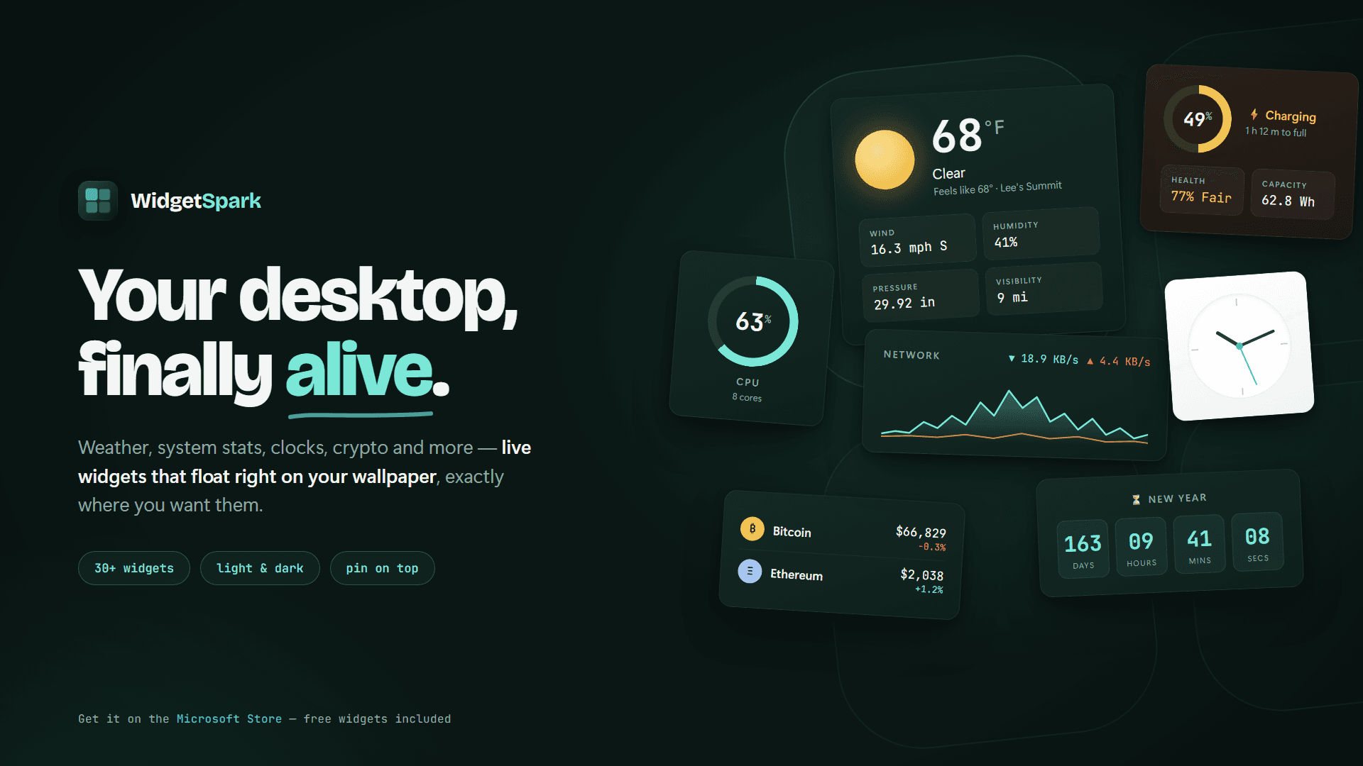 WidgetSpark — Desktop Widgets for Windows image 1