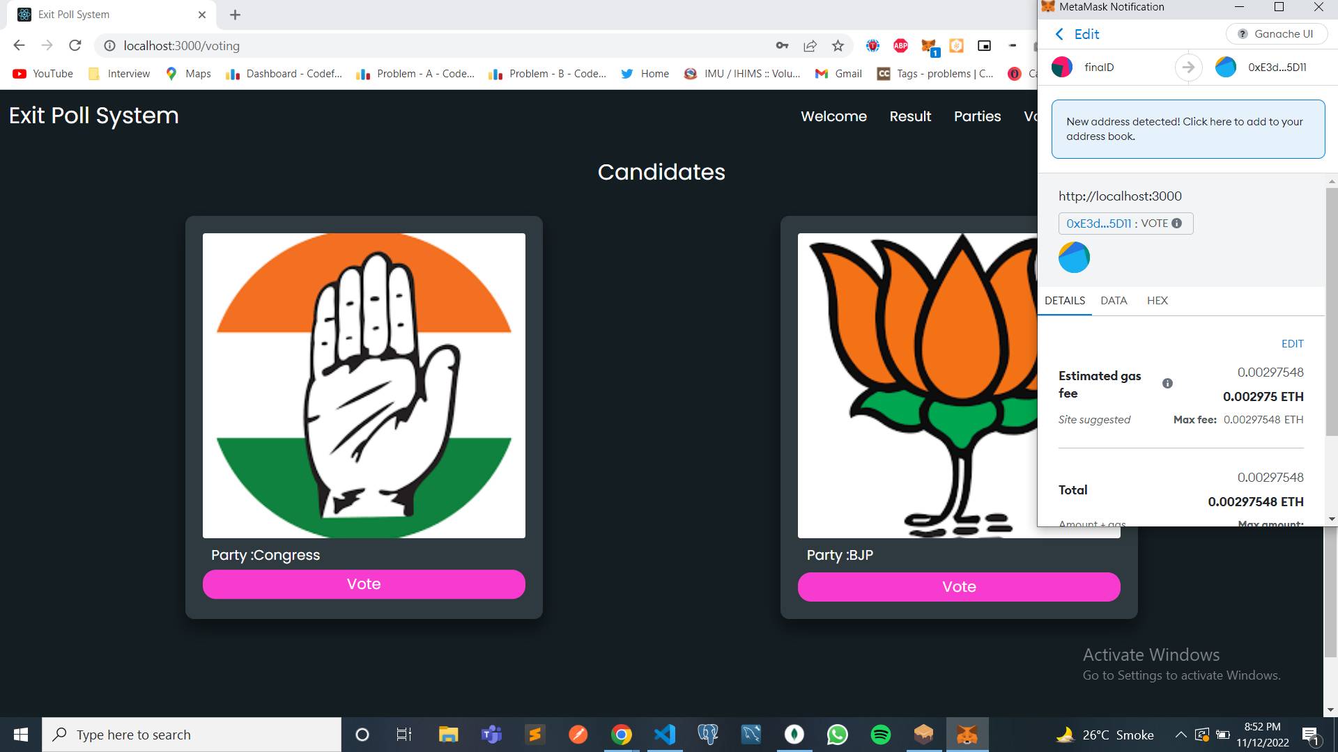 Blockchain based Exit Poll System