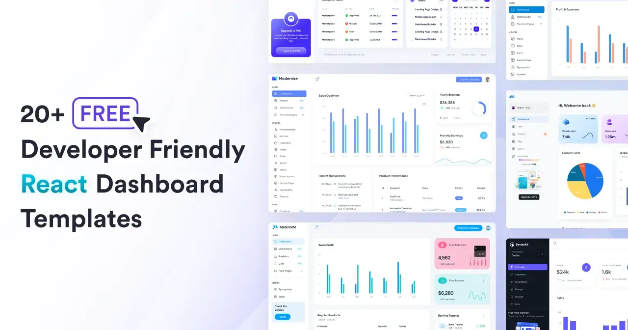 Latest Free React Dashboard Templates