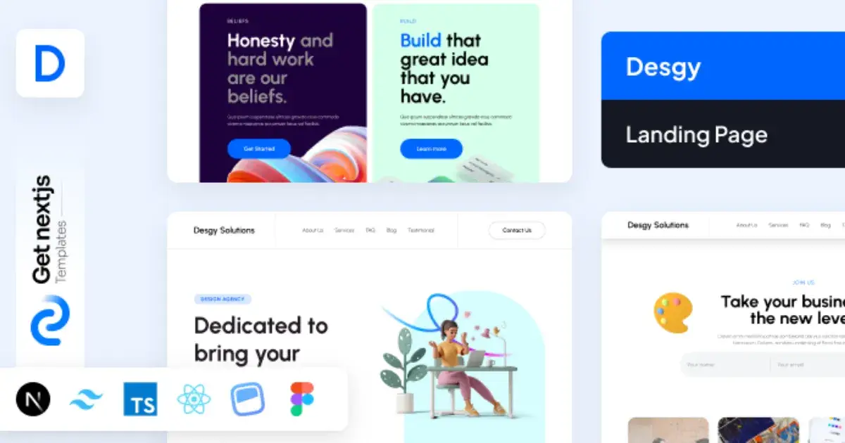 Desgy Nextjs Free Landing Page Template | Perfect Blend of Simplicity & Style for your Business Website.
