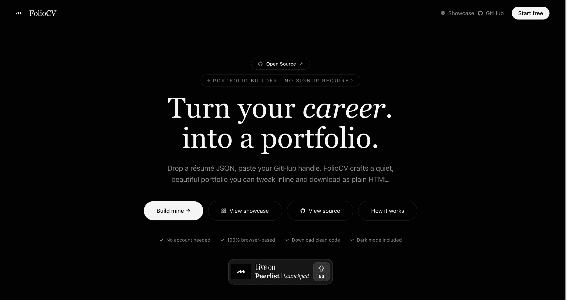 FolioCV — Resume to portfolio, in seconds image 1