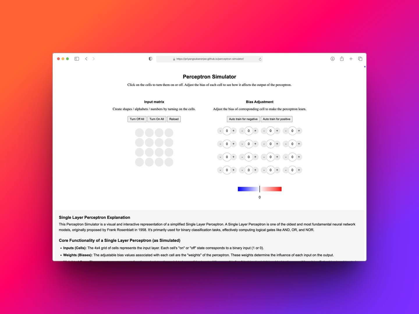 Perceptron Simulator