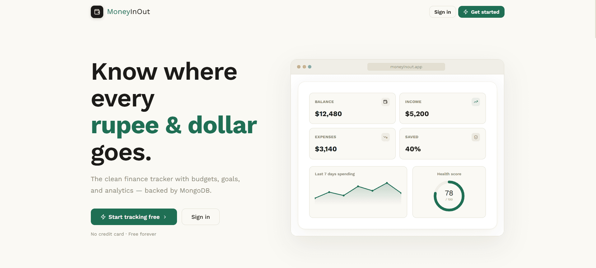 MoneyInOut — Personal Finance Tracker image 1