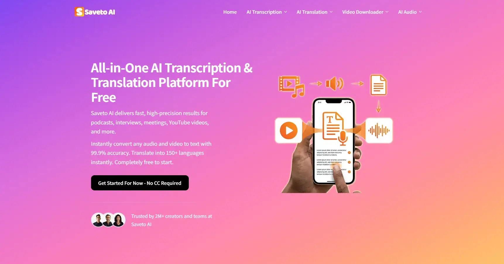 Saveto AI: Your 100% Free All-in-One AI Transcription Tool