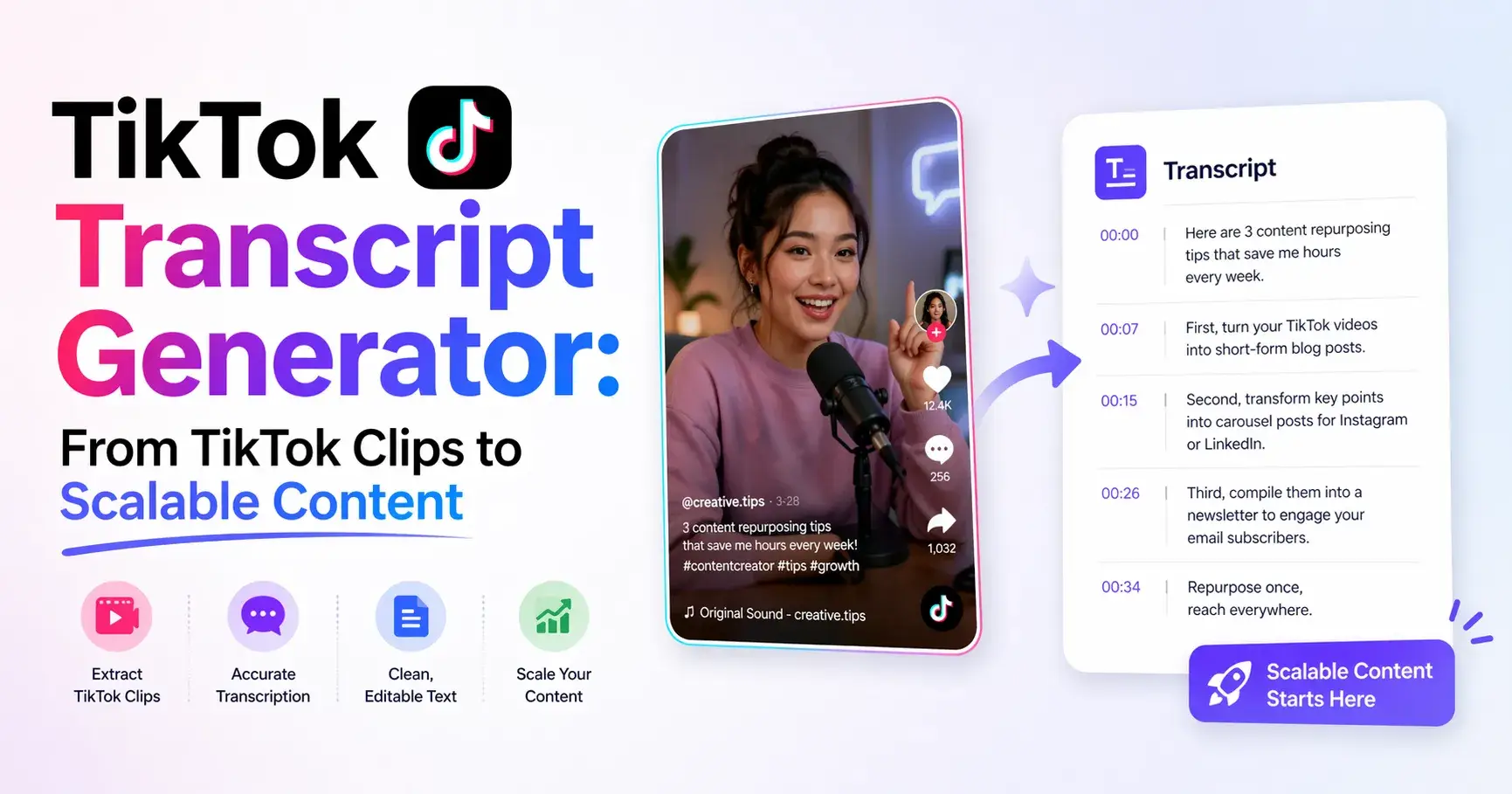 TikTok Transcript Generator: From TikTok Clips to Scalable Content