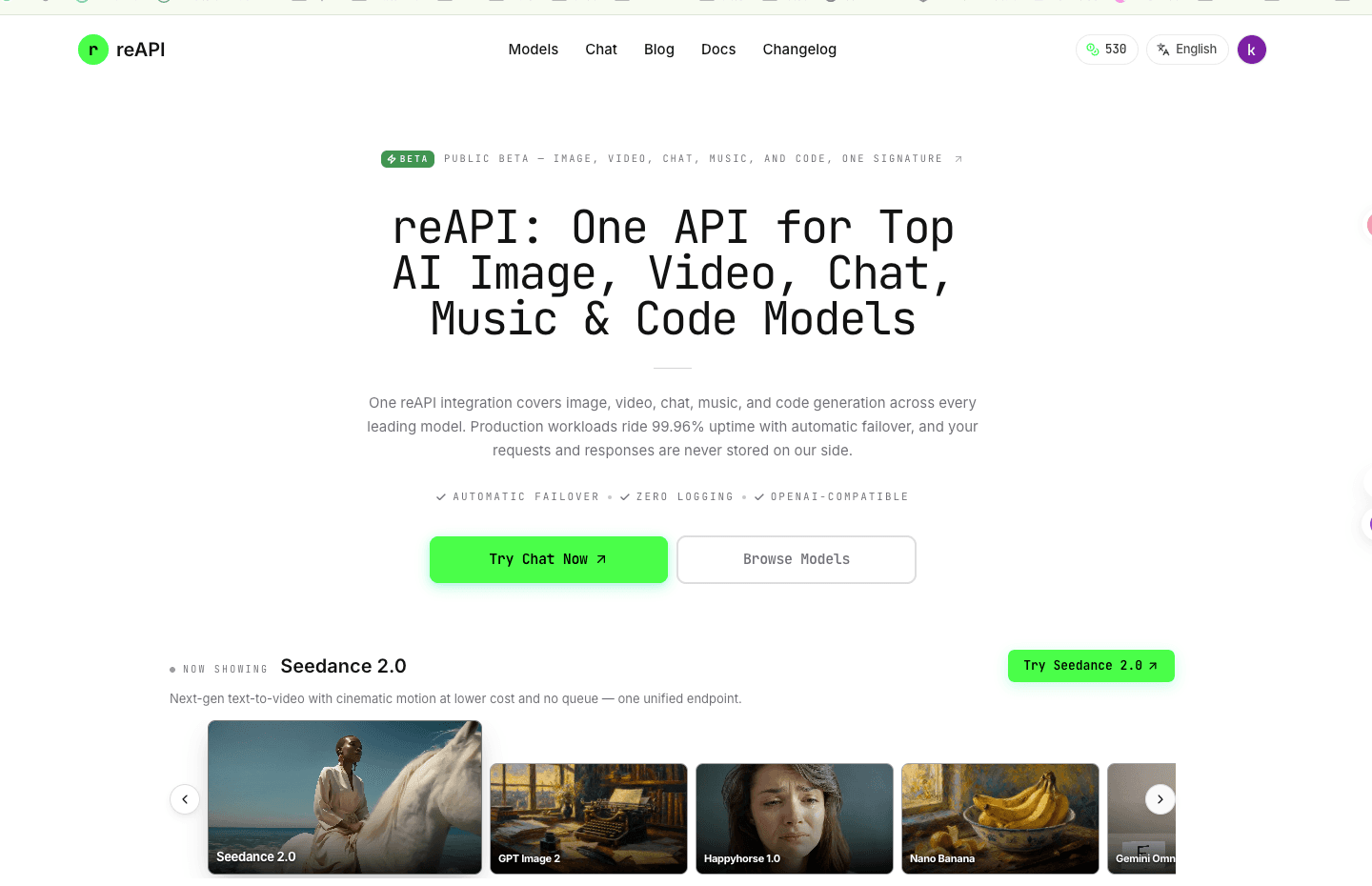 reAPI — One API for Every Top AI Model image 1