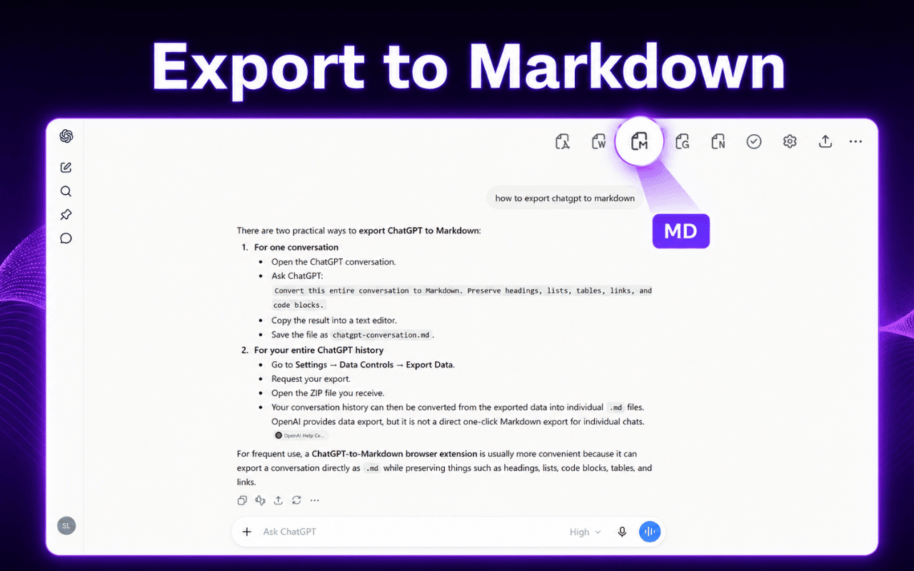 ChatGPT to Markdown Extension image 2