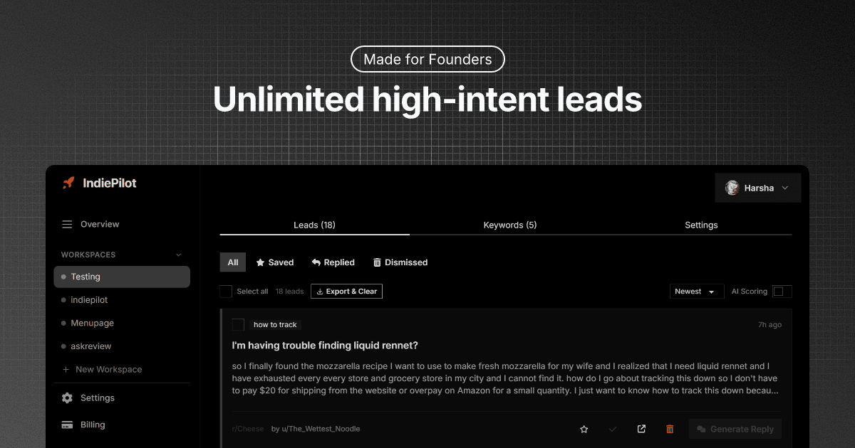 IndiePilot - Find Customers on Reddit image 2