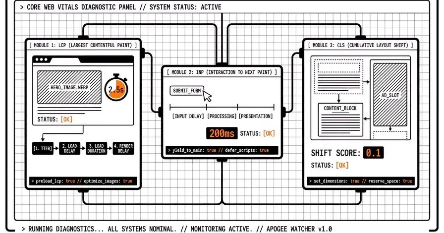 LCP, INP, CLS: What Each Core Web Vital Means and How to Fix It