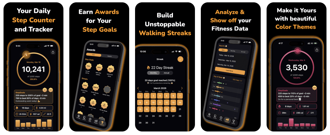 StepGoals (iOS) – Motivational Walking App screenshot 1
