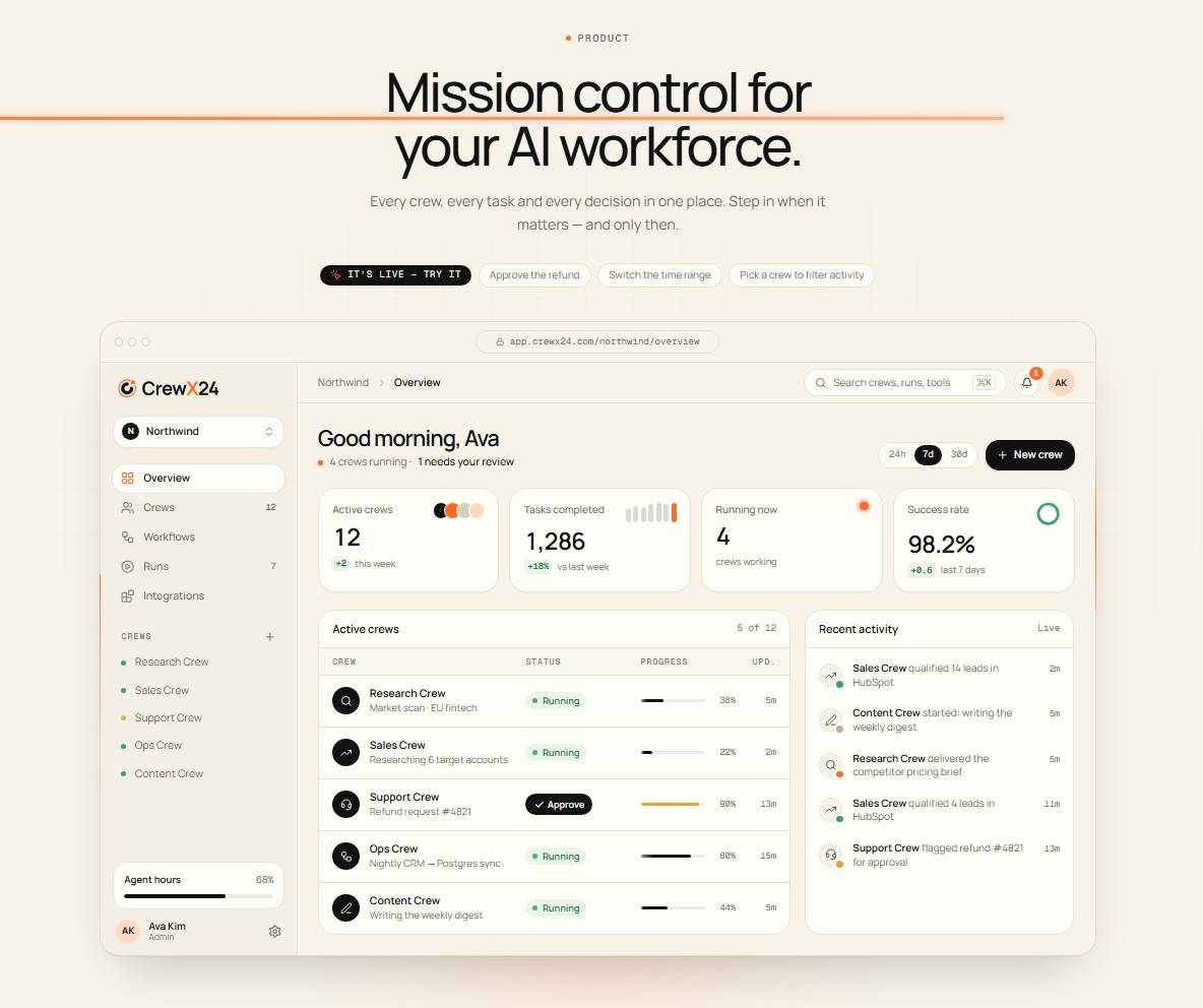 CrewX24 — AI workflow automation. image 5