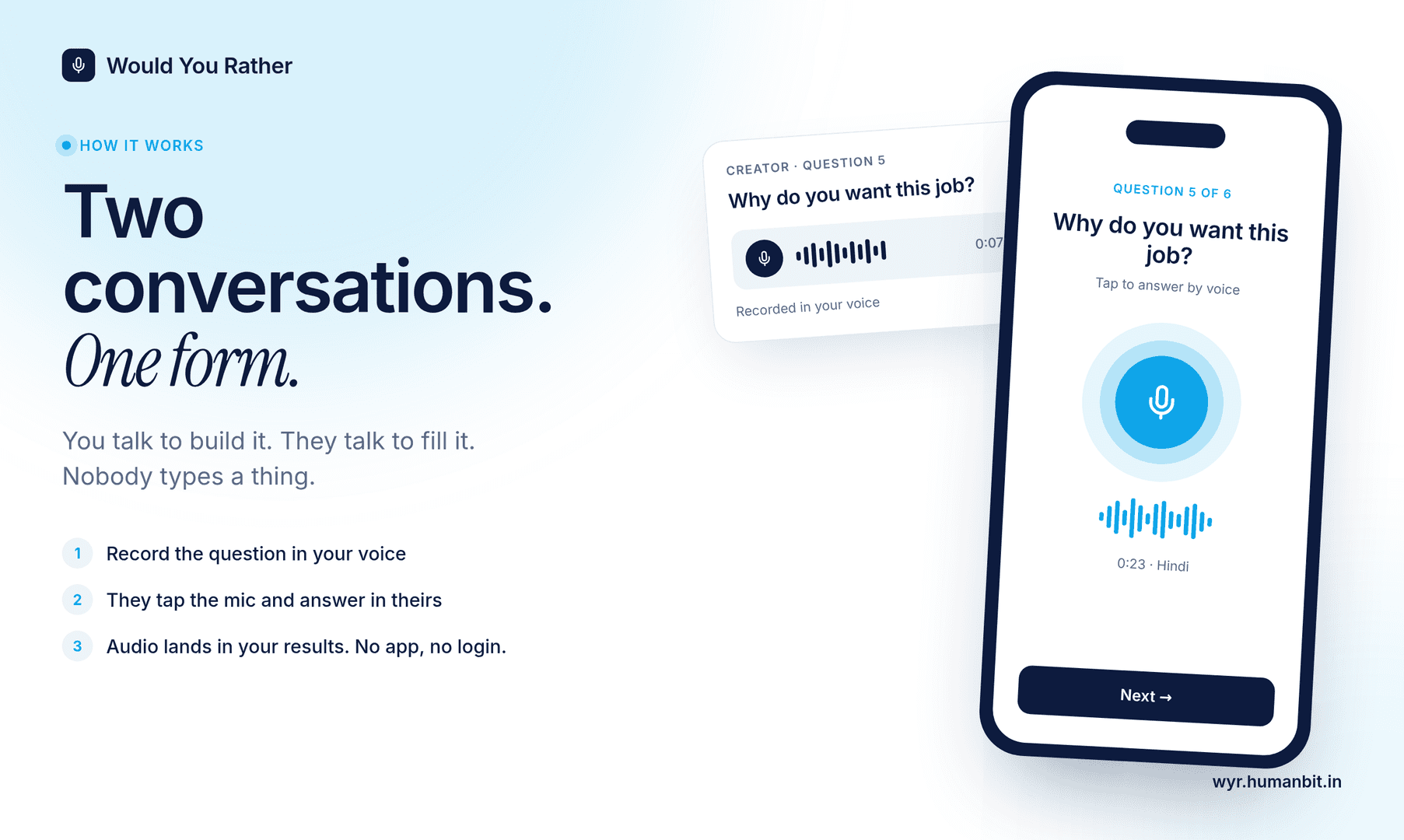 Would You Rather: a form that listens image 2
