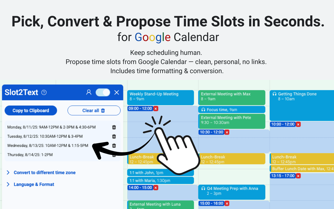 Slot2Text - Chrome Extension for GCal image 2