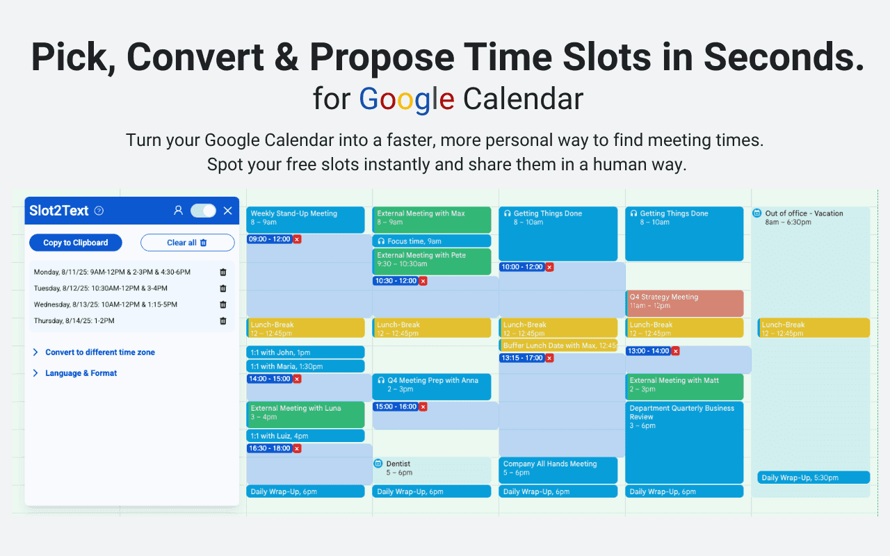 Slot2Text - Chrome Extension for GCal image 3