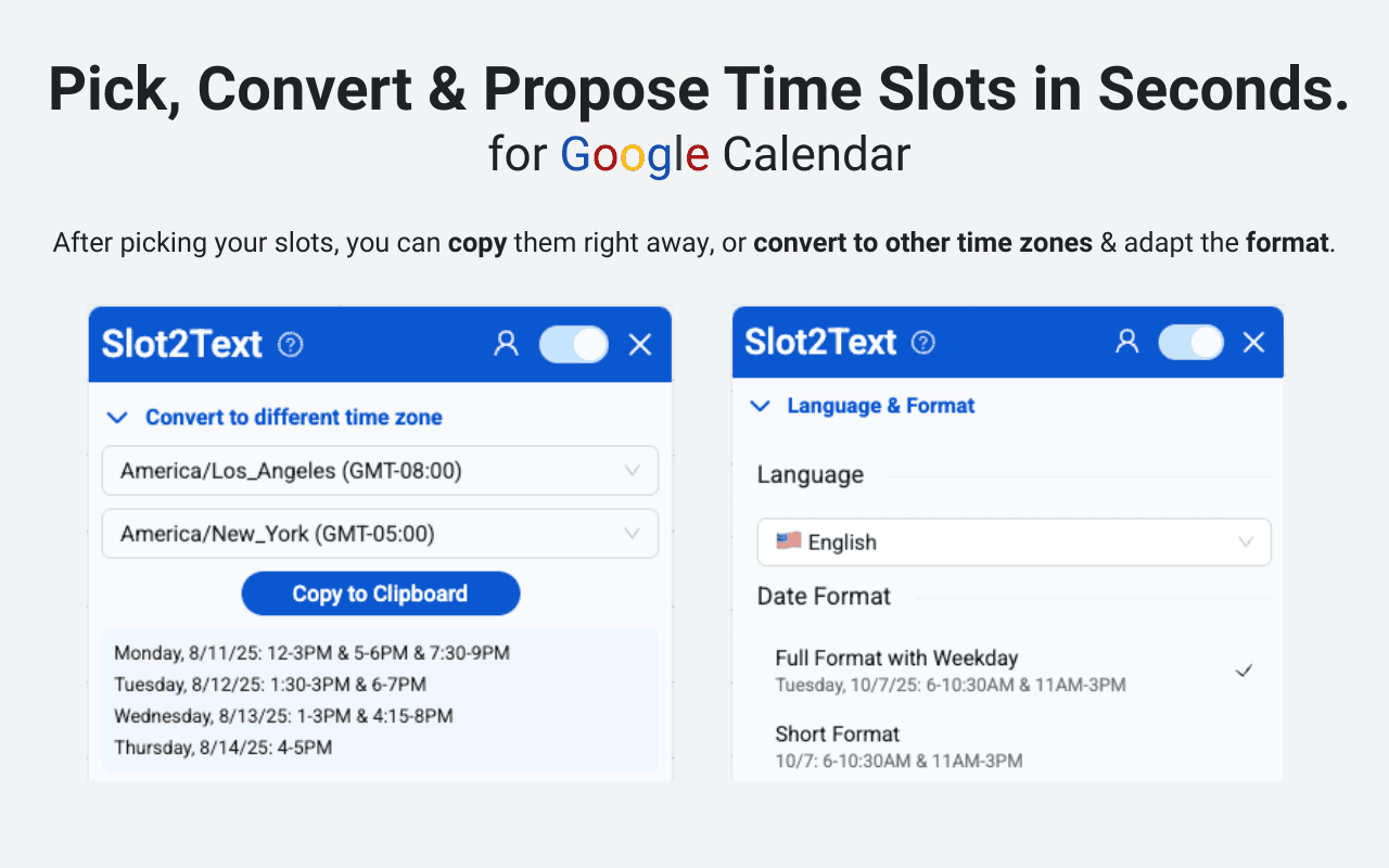Slot2Text - Chrome Extension for GCal image 4