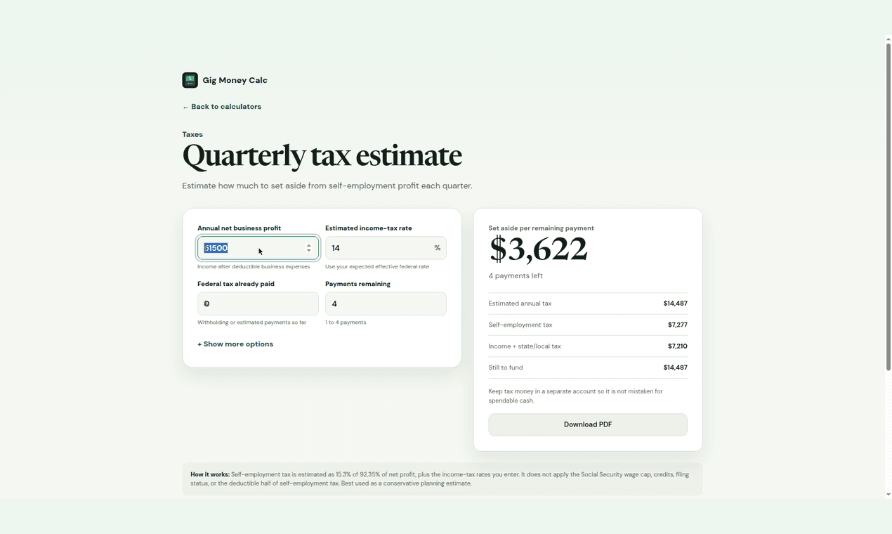 GigMoneyCalc image 1