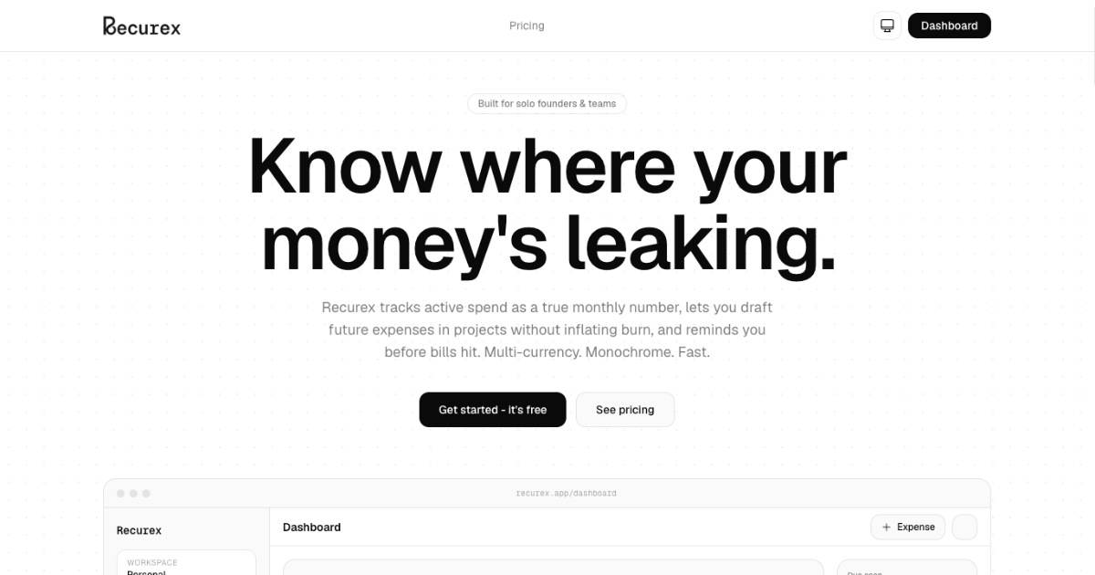 Recurex - Know where your money's leaking. image 1