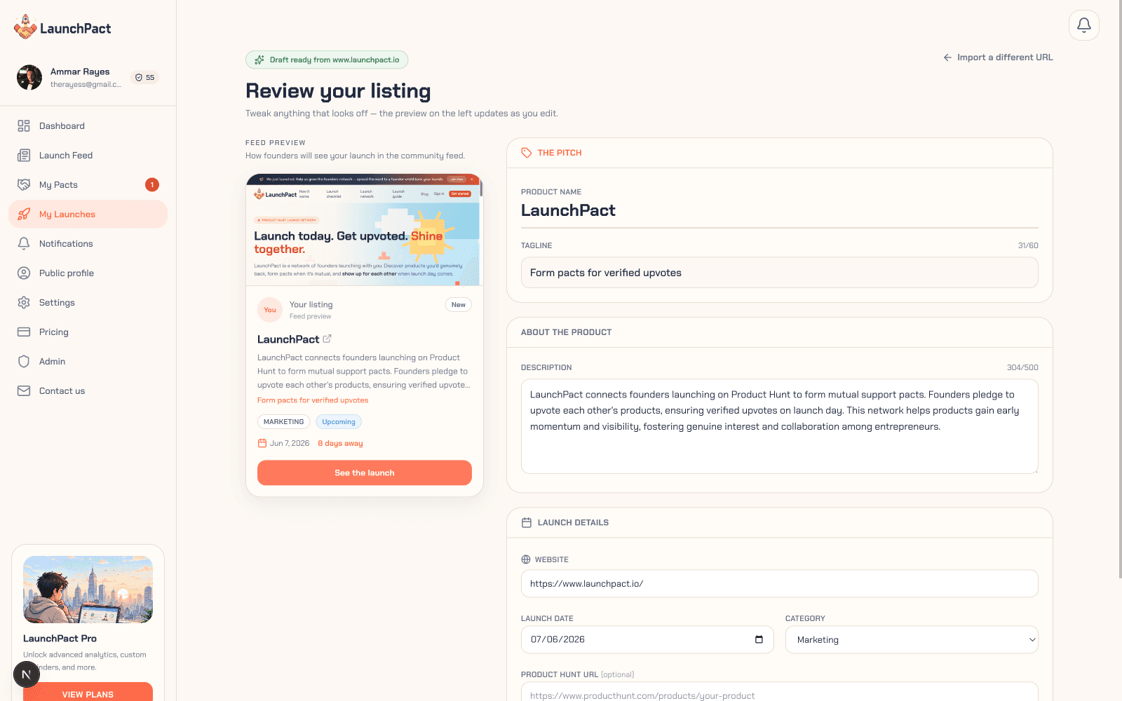 LaunchPact - Product Hunt Launch App image 2