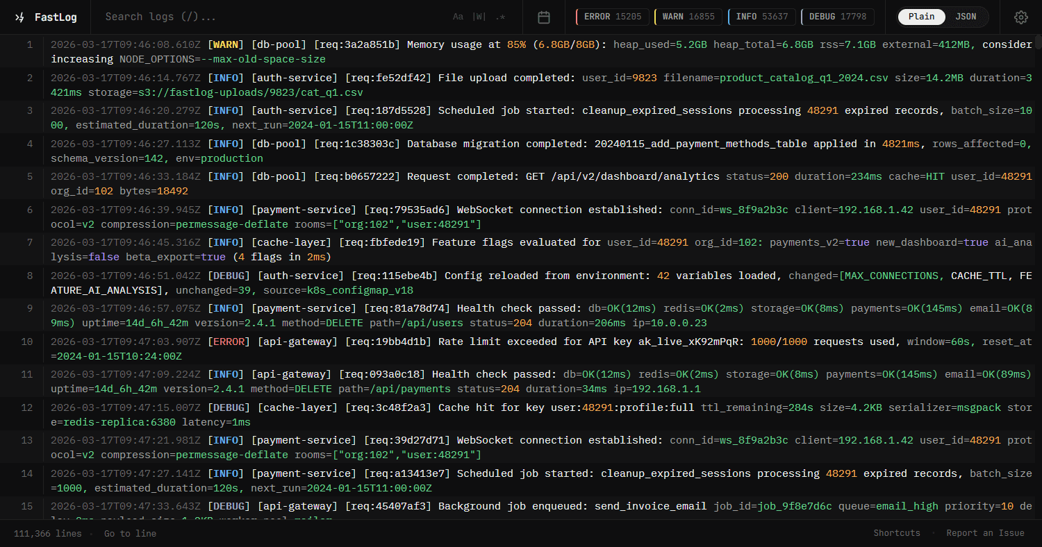 FastLog — Free, Fast Log Viewer | JSON, Regex image 3