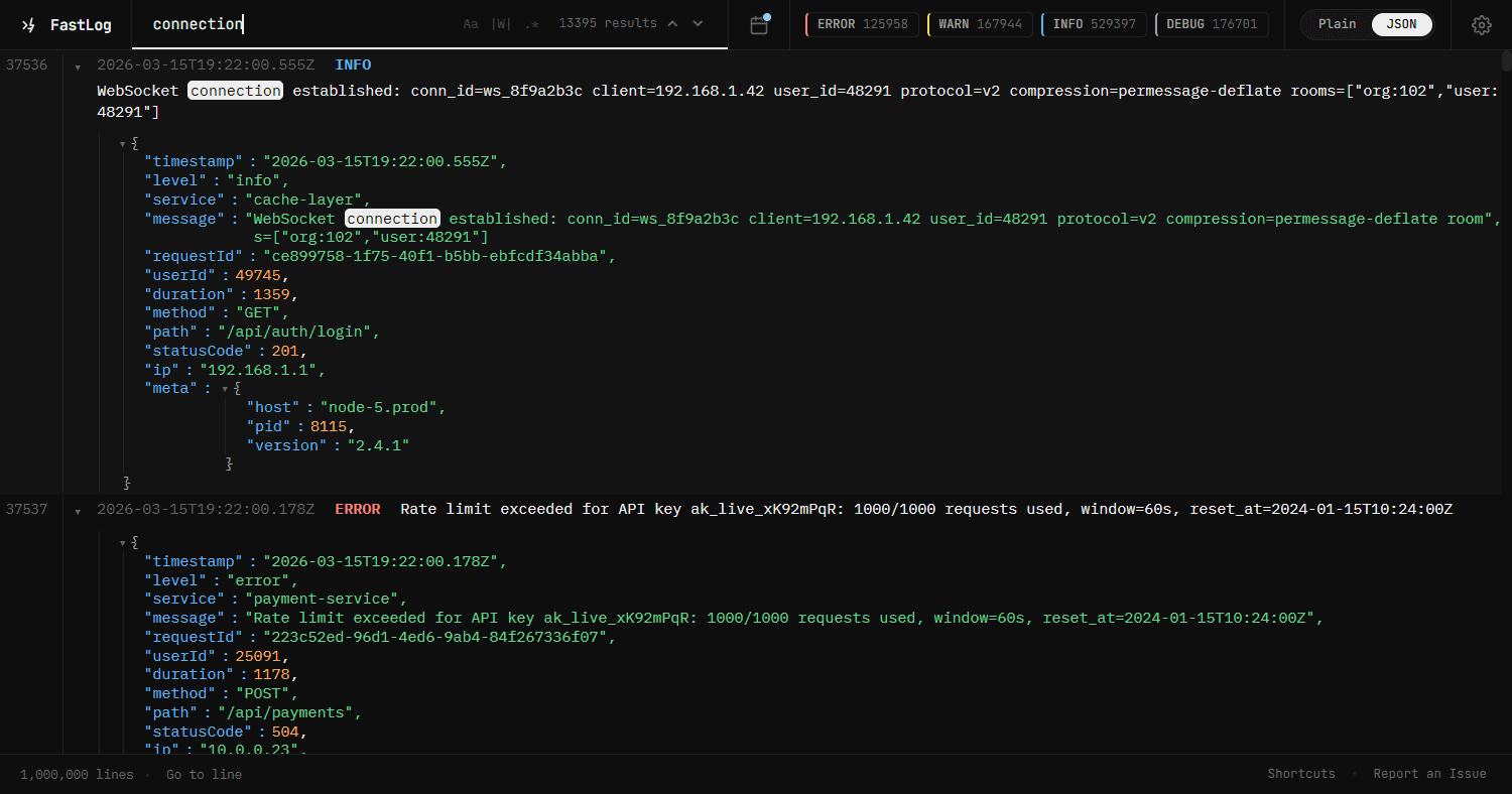 FastLog — Free, Fast Log Viewer | JSON, Regex image 2