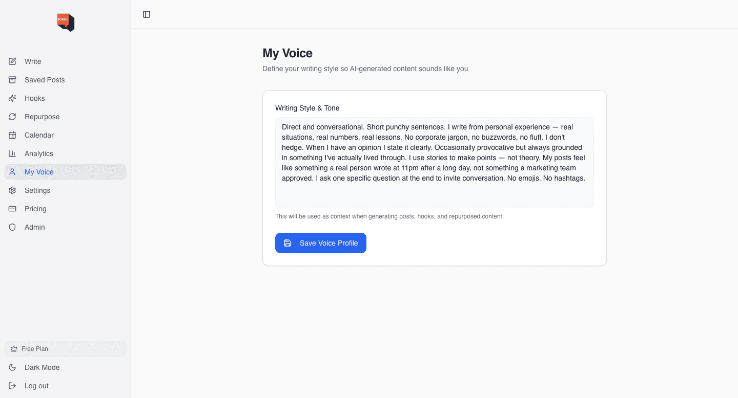 Forge — LinkedIn Content Tool for Founders image 2