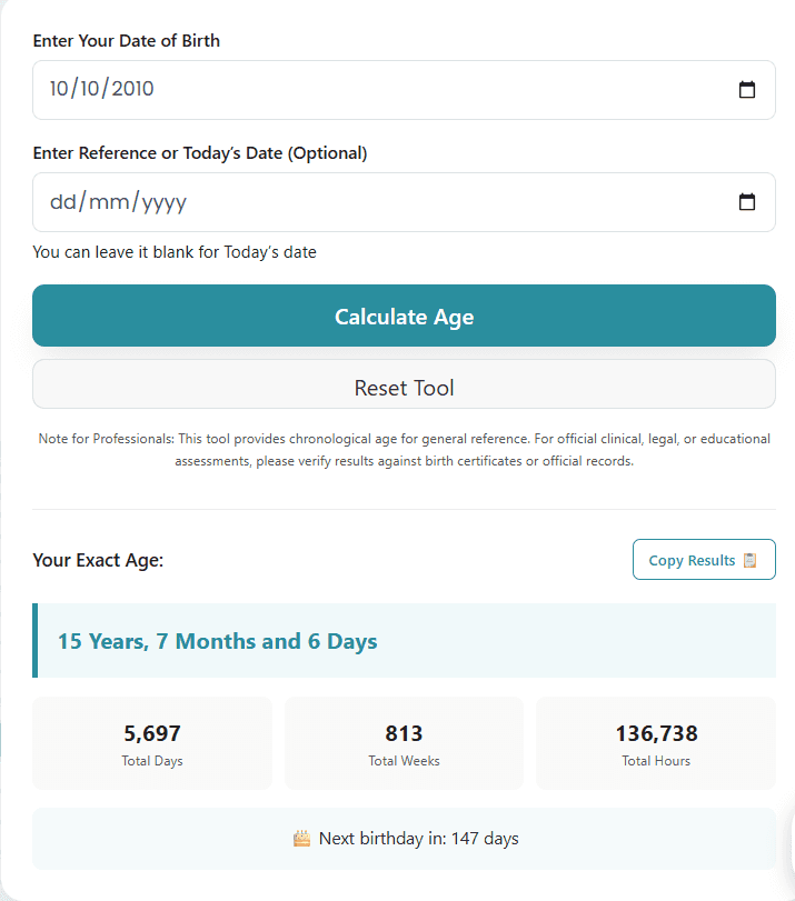 Chrono Age Calculator image 3