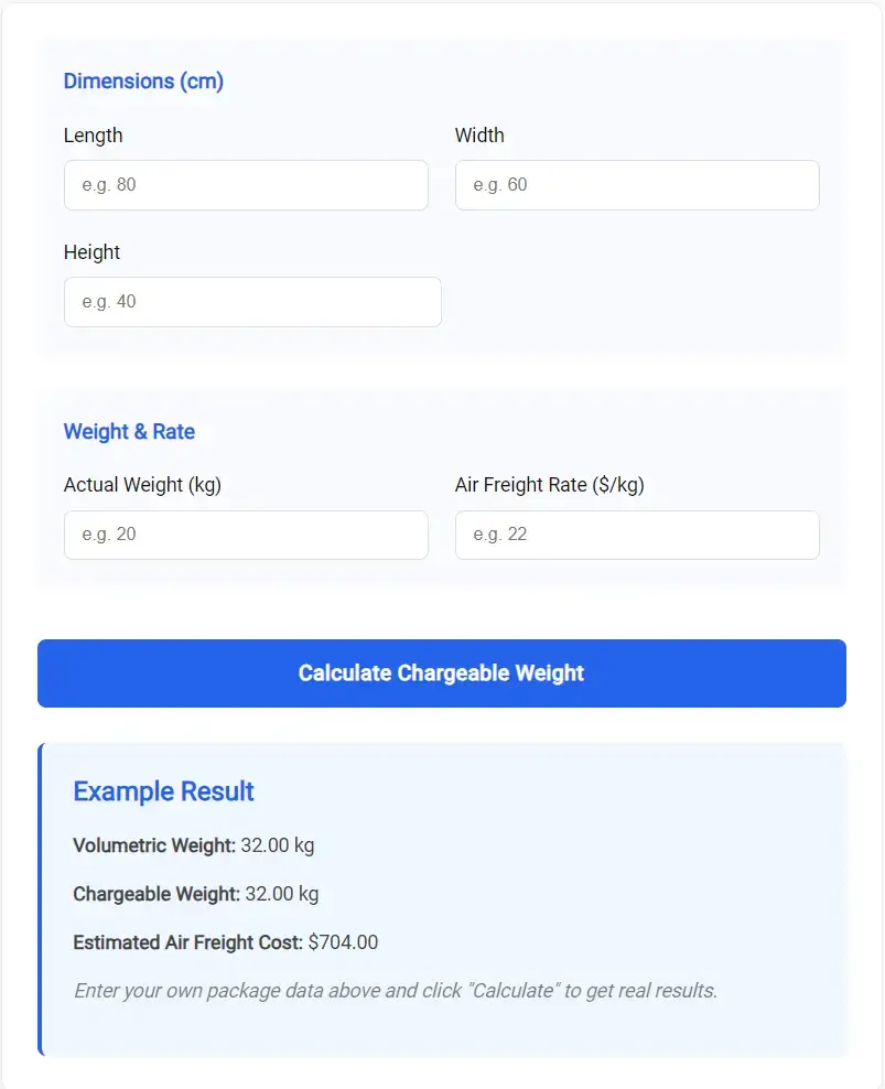 Volumetric Weight Calculator image 1