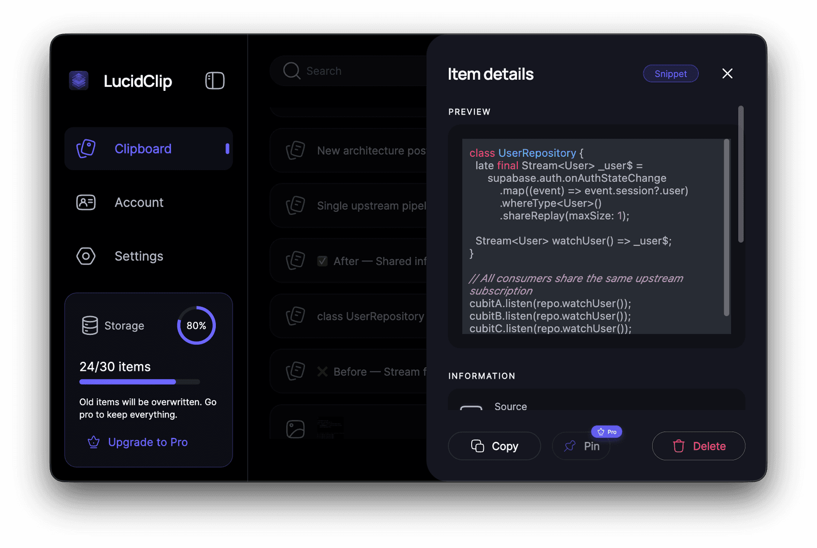 LucidClip — Privacy-First Clipboard Manager image 2