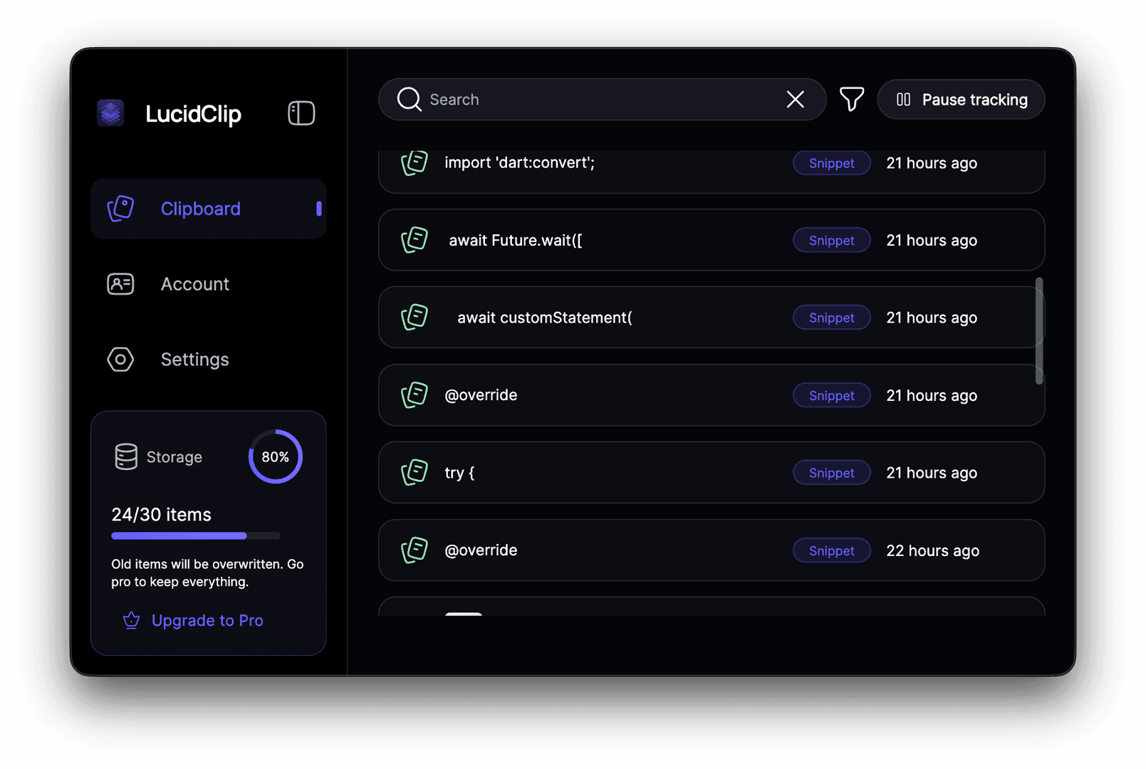 LucidClip — Privacy-First Clipboard Manager image 1