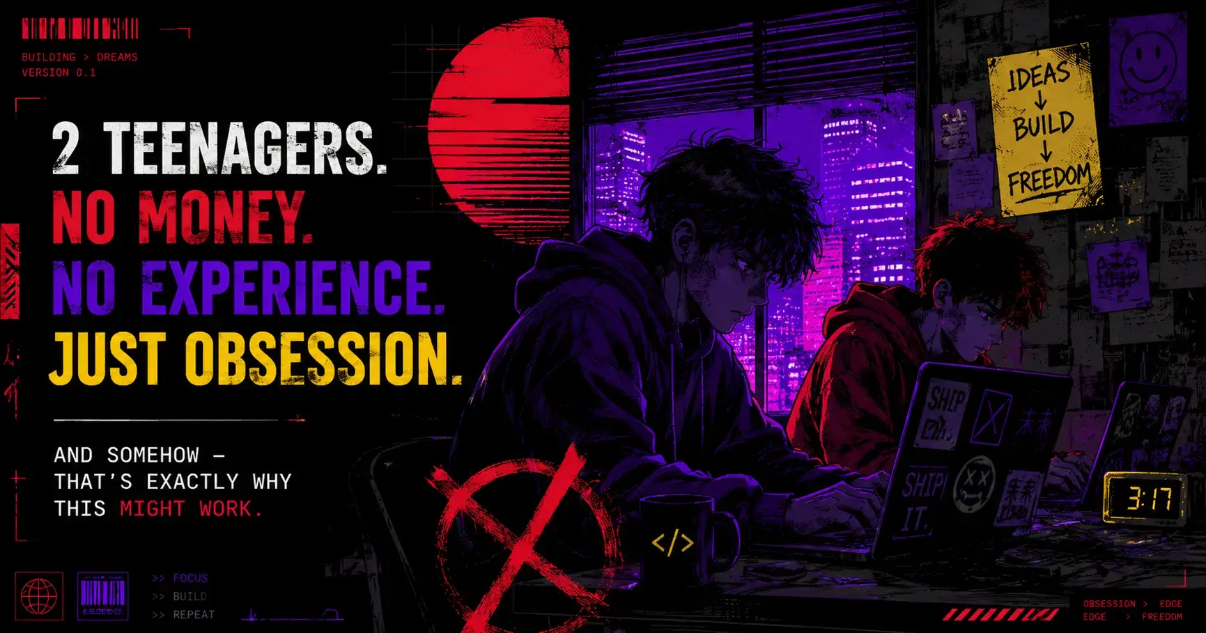 2 teenagers. No money. No experience. Just obsession. And somehow — that's exactly why this might work.