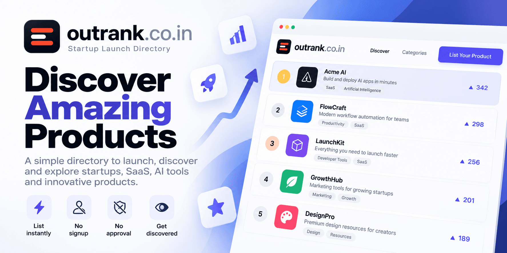 Outrank: Startup Launch Directory image 1