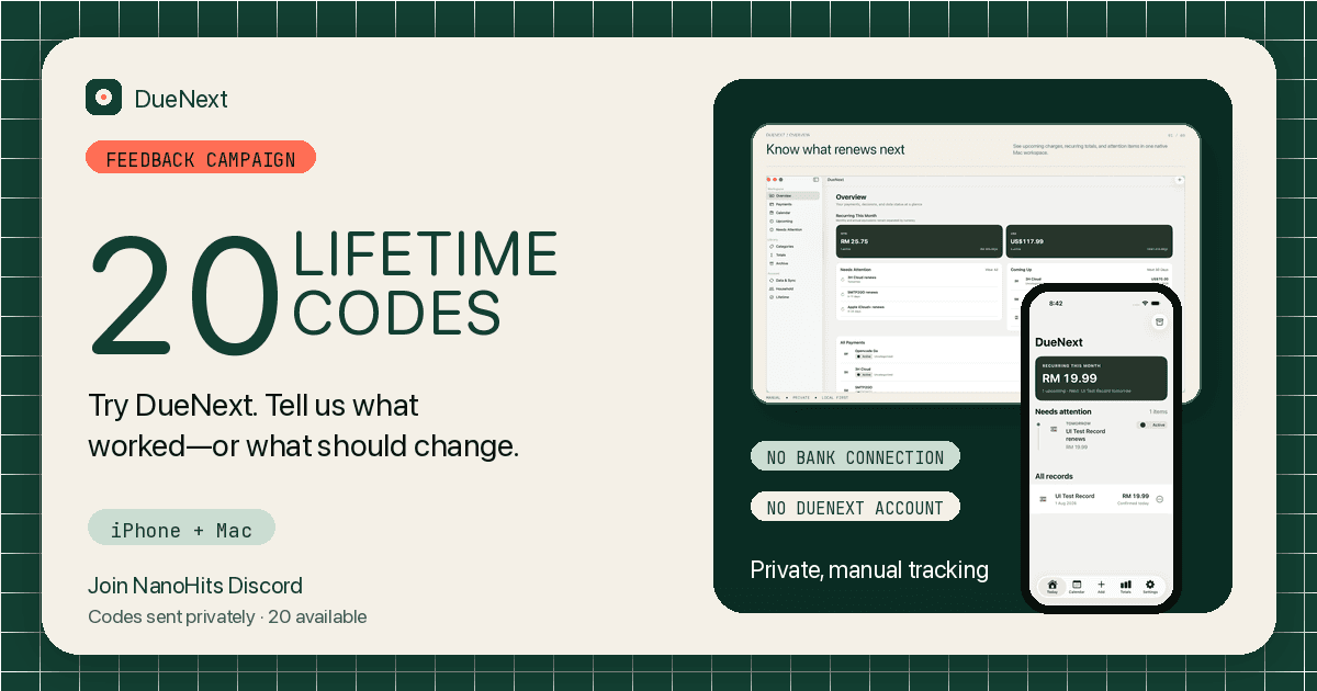 DueNext — Subscription Tracker image 1