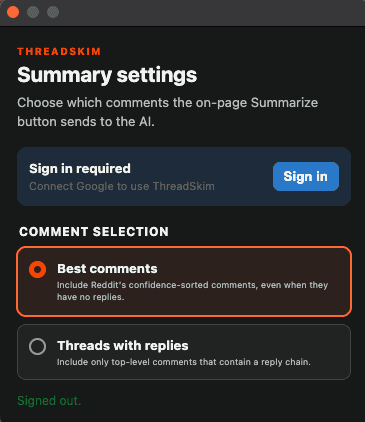 ThreadSkim — Summarize Reddit discussions image 2