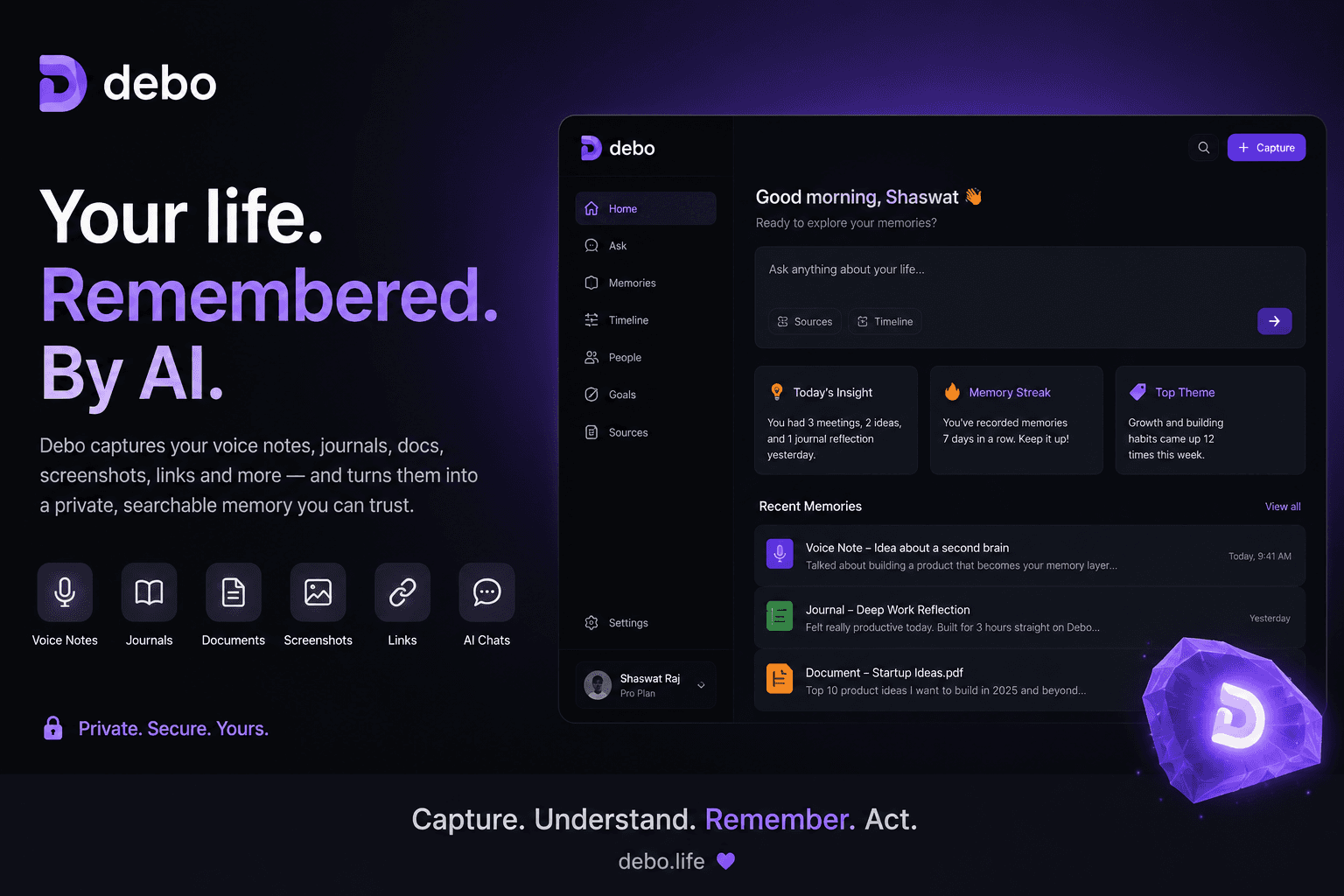 Debo — Private AI Memory Waitlist | Debo image 2