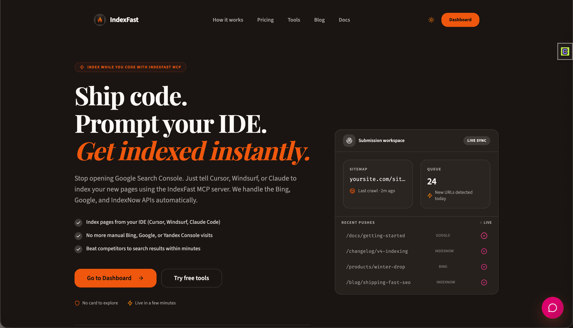 IndexFast - Index your website from AI IDE image 1