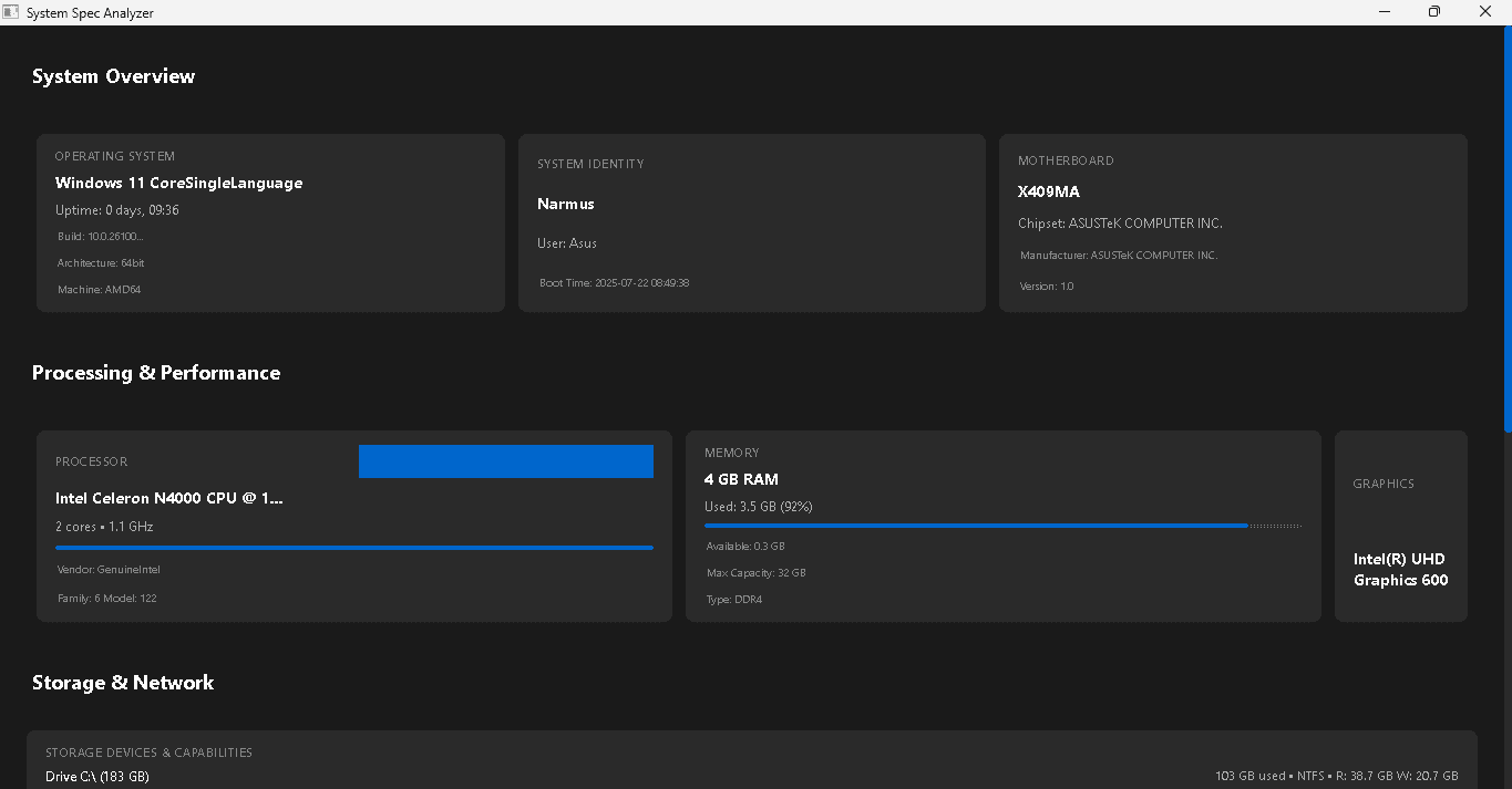 System Spec Analyzer